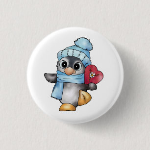 Pinguin mit Herz 3 Cm Round Badge