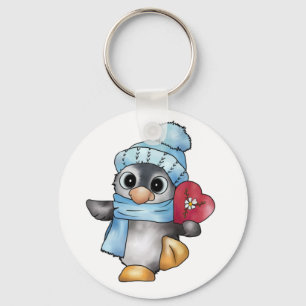Pinguin mit Herz Key Ring