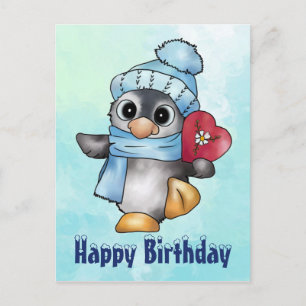 Pinguin mit herz postcard