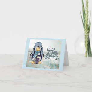 Pinguin mit Kind Card