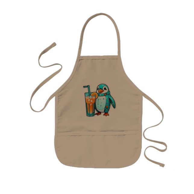Pinguin's Aqua Sips  Kids Apron (Front)