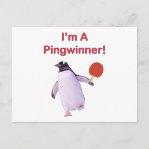 Pingwinner Penguin Ping Pong Postcard