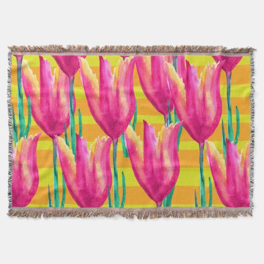 pinik tulips pattern blanket zazzle co uk