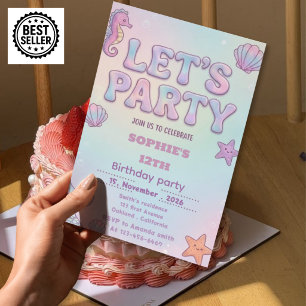 pink 12th birthday invitation girls