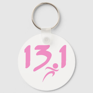 Pink 13.1 half-marathon key ring