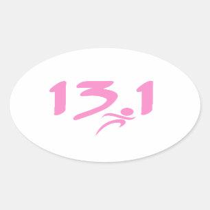 Pink 13.1 half-marathon oval sticker