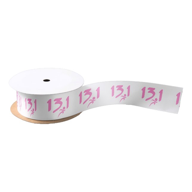 Pink 13.1 half-marathon satin ribbon (Spool)