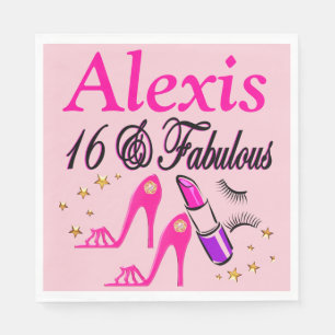 PINK 16 & FABULOUS PERSONALIZED PARTY NAPKINS