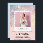 Pink 16th birthday invitations Confetti Photo<br><div class="desc">Pink 16th birthday invitations Confetti Photo modern pink</div>