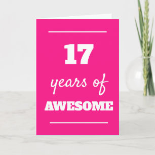 Pink 17th Birthday Card