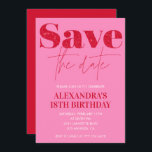 Pink 18th birthday invitations Save the date Chic<br><div class="desc">Pink 18th birthday invitations Save the date Chic red glitter glam sparkle</div>