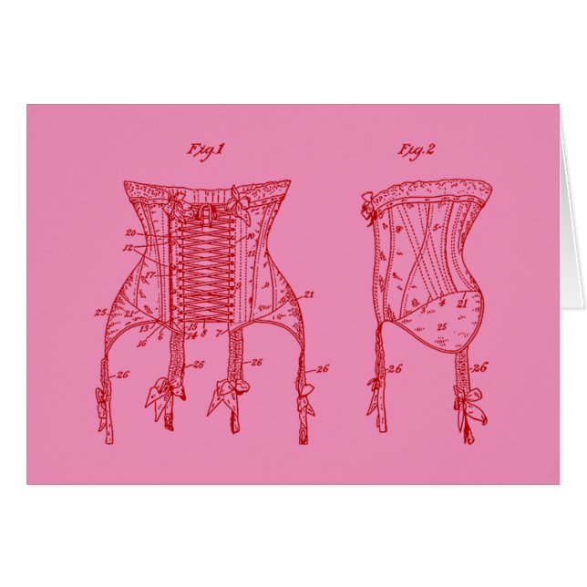 Pink 1908 Corset Illustration (Front Horizontal)