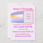 Pink 1st Birthday Invitation<br><div class="desc">Make the most wonderful first birthday party for your little princess. Custom this Rainbow Birthday Invitation Card for your details. View other designs in the "Birthday - Turning ONE" collection.</div>