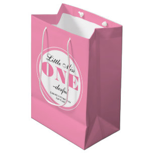 Pink 1st Birthday Medium Gift Bag