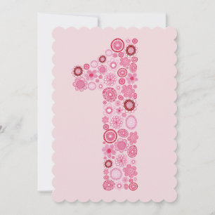 Pink 1st Birthday Number 1 Party Custom Invite