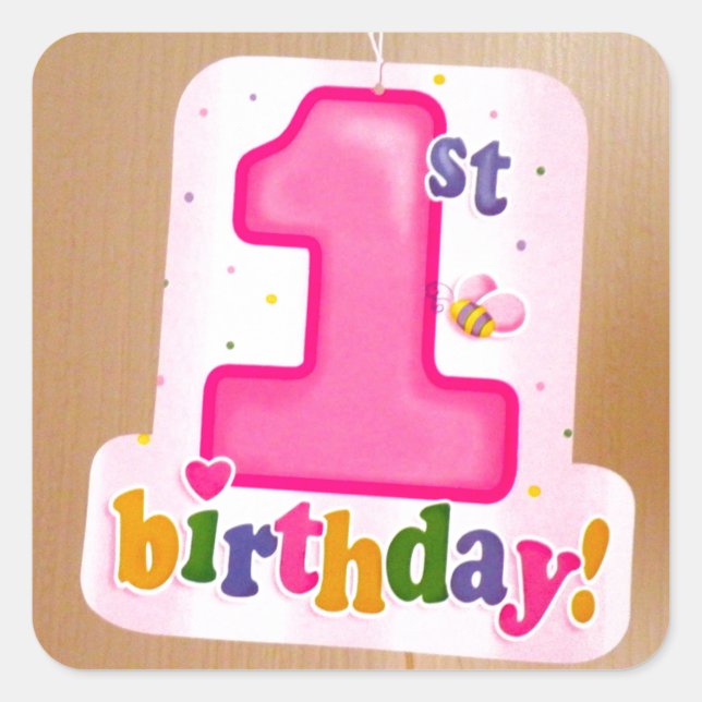 Pink 1st Birthday Tag on Door (Front)