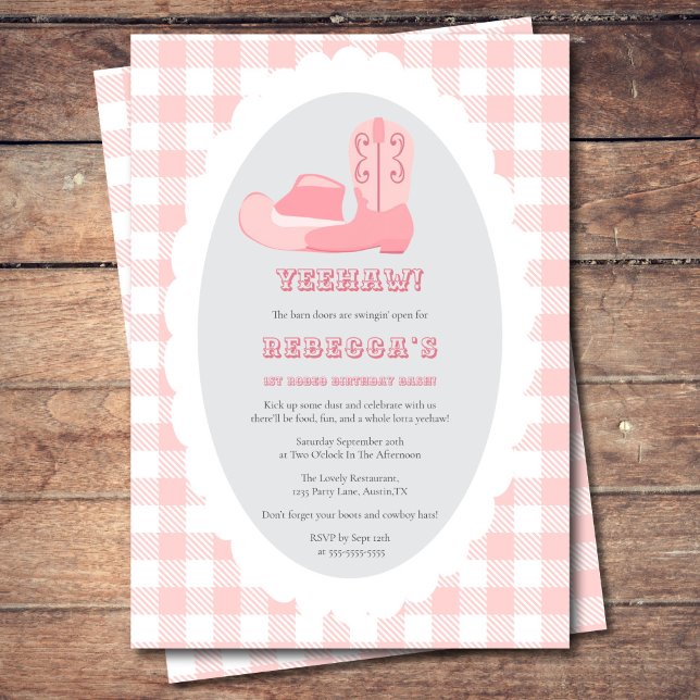Pink 1st Rodeo Birthday Party  Invitation (Creator Uploaded)