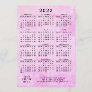 Pink 2022 Calendar Your Logo Business Programme