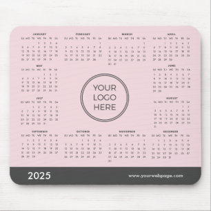 Pink 2025 Calendar Business Logo Mouse Pad
