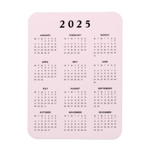 Pink 2025 Monthly Calendar Magnet