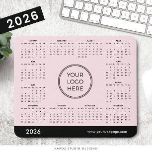 Pink 2026 Business Calendar Mouse Pad