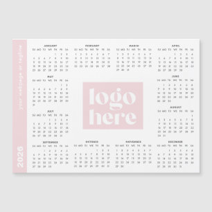 Pink 2026 Business Logo Magnetic Calendar