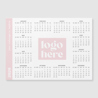 Pink 2026 Business Logo Magnetic Calendar