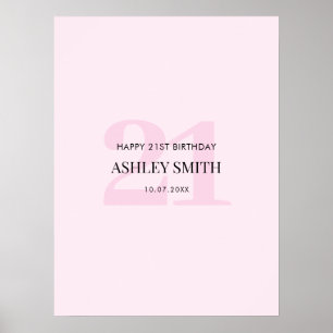 Pink 21st Birthday Guest Signature Poster
