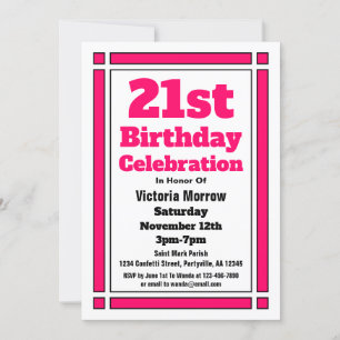 Pink 21st Birthday Invitation
