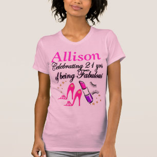 PINK 21ST FABULOUS BIRTHDAY PERSONALIZED T SHIRT