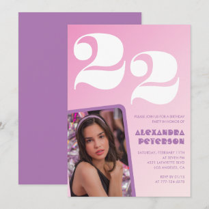 Pink 22nd birthday invitations Retro Photo