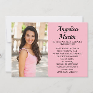 Pink 2-Sided Graduation 3 Photo Announcement