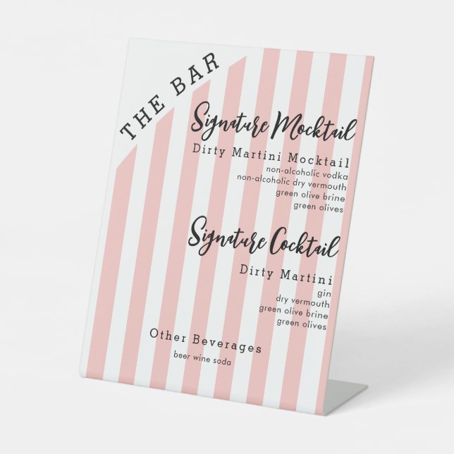 Pink 2 Signature Drinks Mocktail Cocktail Bar Sign (Front)