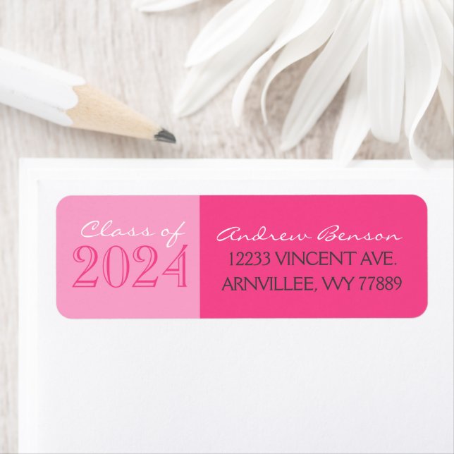 Pink 2 Toned Graduation Return Address Labels (Insitu)