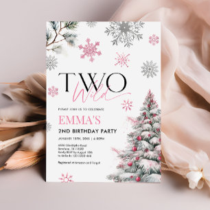Pink 2nd Birthday Invitation, Two Wild Birthday Invitation