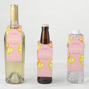 Pink 30th Birthday Mexican Adios 20s Favor Bottle Tag