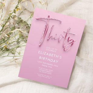 Pink 30th Birthday Party Glitz Invitation