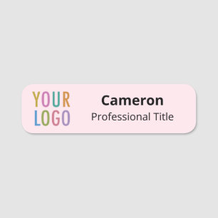 Pink 3.5 inch Name Tag Custom Logo Rounded Corners