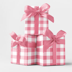 Pink 3 Inch Gingham Check Wrapping Paper