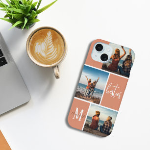 Pink 3 Photos Best Friends Editable Colour Monogra iPhone 15 Case