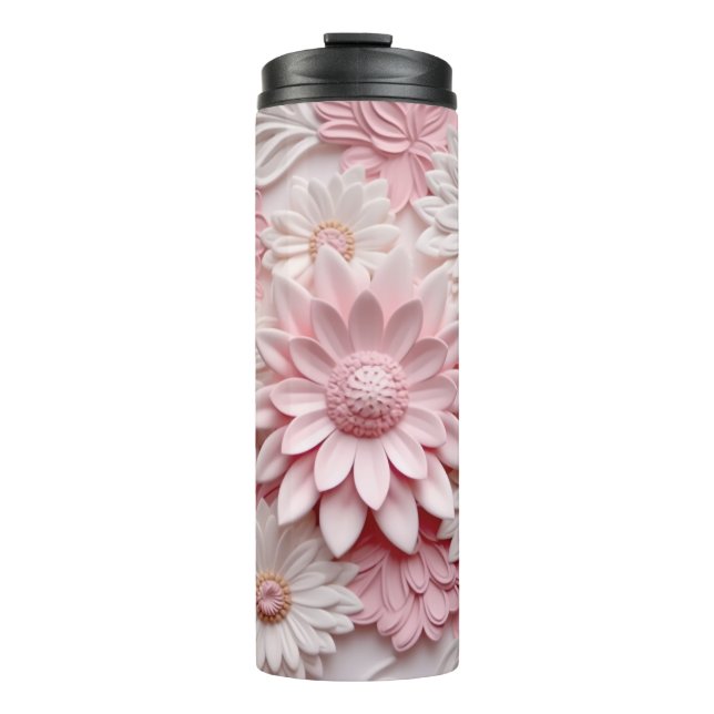 Pink 3d Flower Thermal Tumbler (Front)