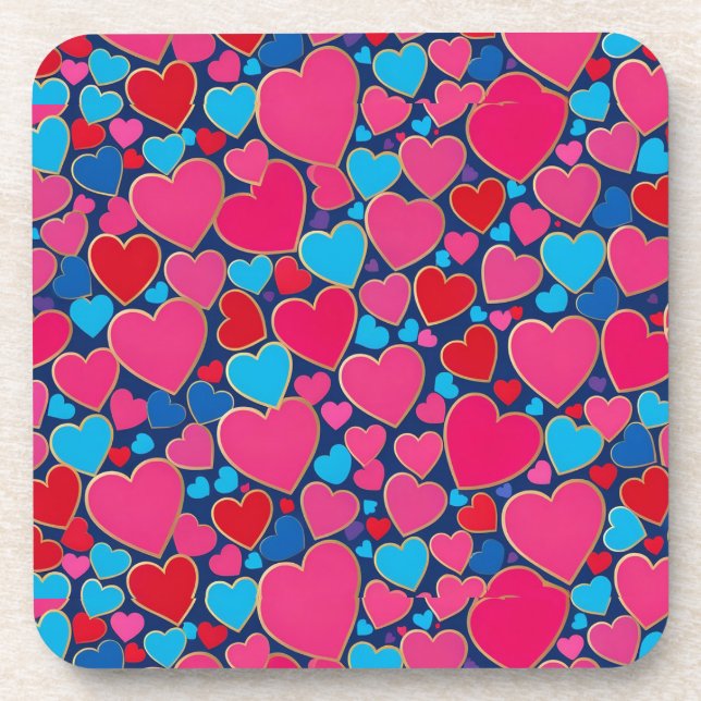 PInk 3d hearts Coaster (Front)