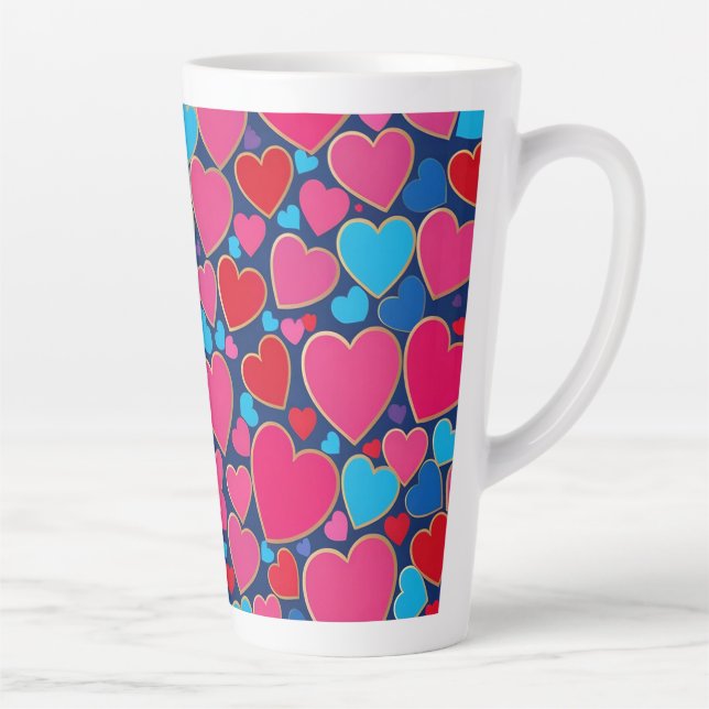 PInk 3d hearts Latte Mug (Right)