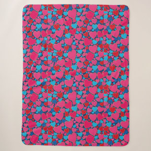 PInk 3d hearts Sherpa Blanket