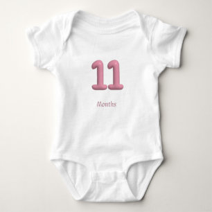 Pink 3D Number 11 - 11 Months Baby Bodysuit