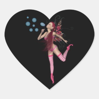 Pink 3D Pixie - Fairy Graphic 1 Heart Sticker