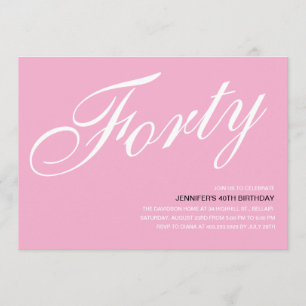 Pink 40th Birthday Invitations