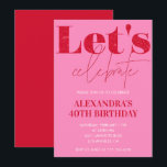 Pink 40th birthday invitations Bold Typography<br><div class="desc">Pink 40th birthday invitations Bold Typography</div>