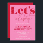 Pink 40th birthday invitations Bold Typography<br><div class="desc">Pink 40th birthday invitations Bold Typography</div>