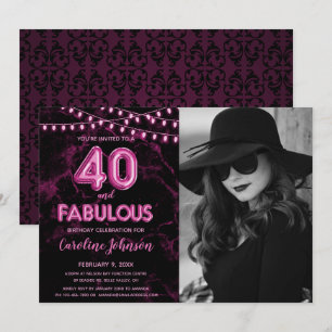 Pink 40th Birthday Party  - 40 & Fabulous Invitation